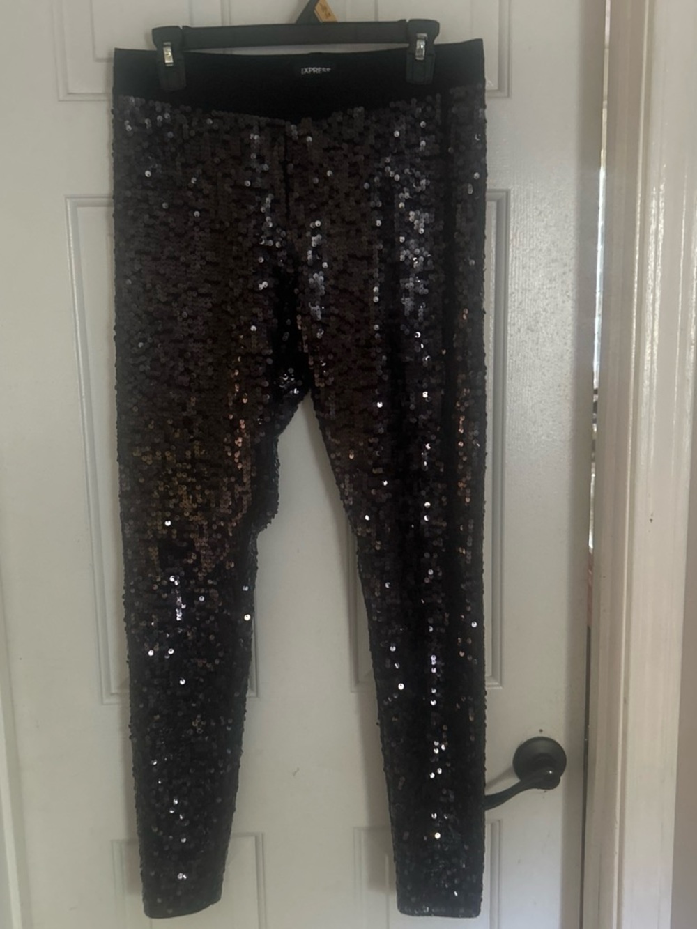 Express Black Sequin Leggings - Picture 2 of 2
